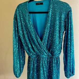 Fun blue sequin disco romper!